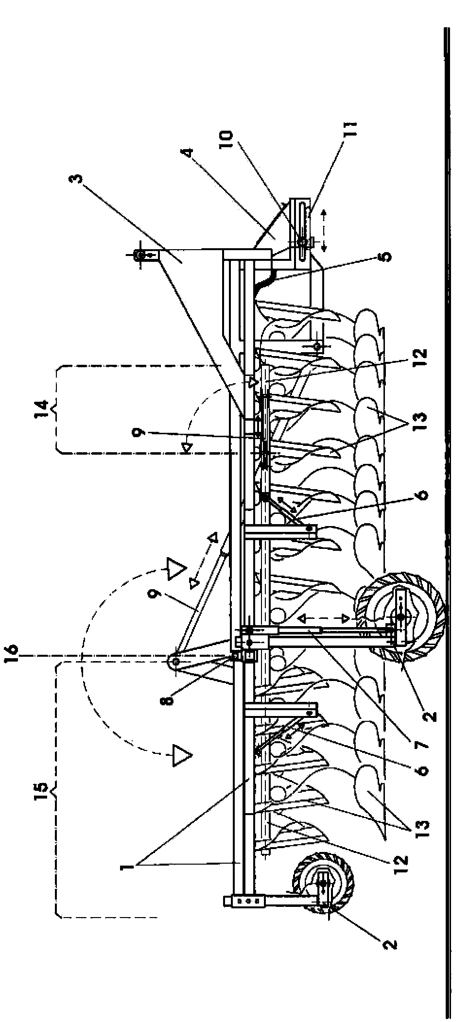 Hydraulic plough actuated by the thrust from a towing vehicle
