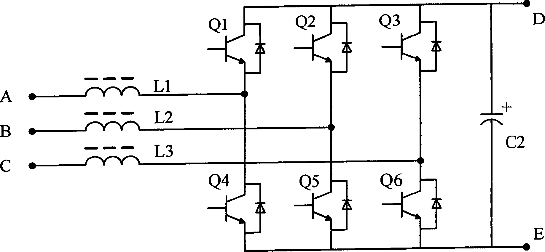 Circuit apparatus applicable to middle and high power UPS