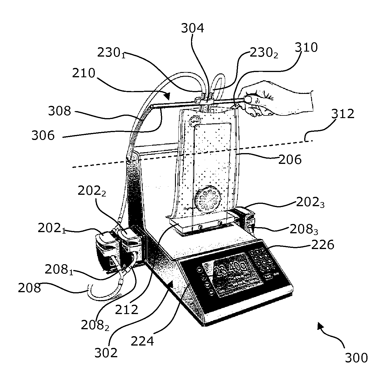 Method and device for the gravimetric and in-series distribution of solution