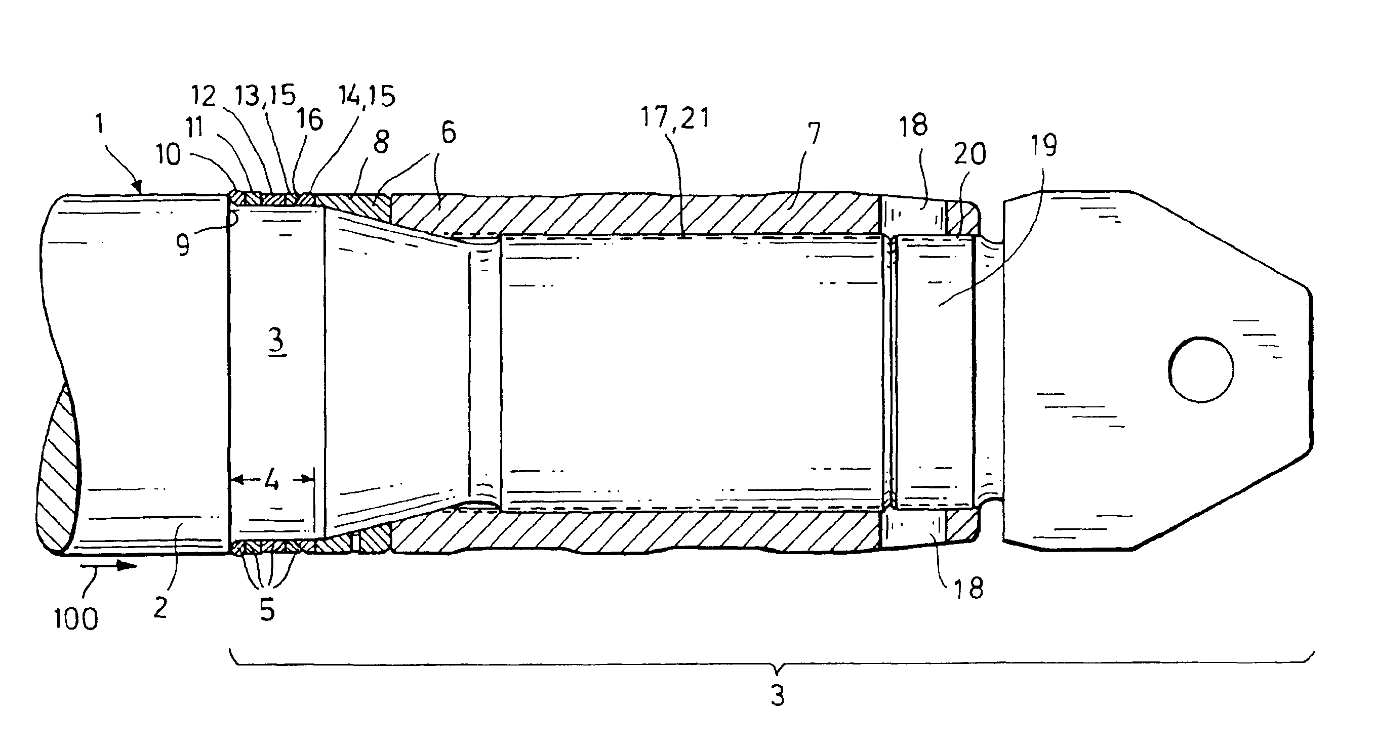 Apparatus for the section-wise autofrettage of gun barrels