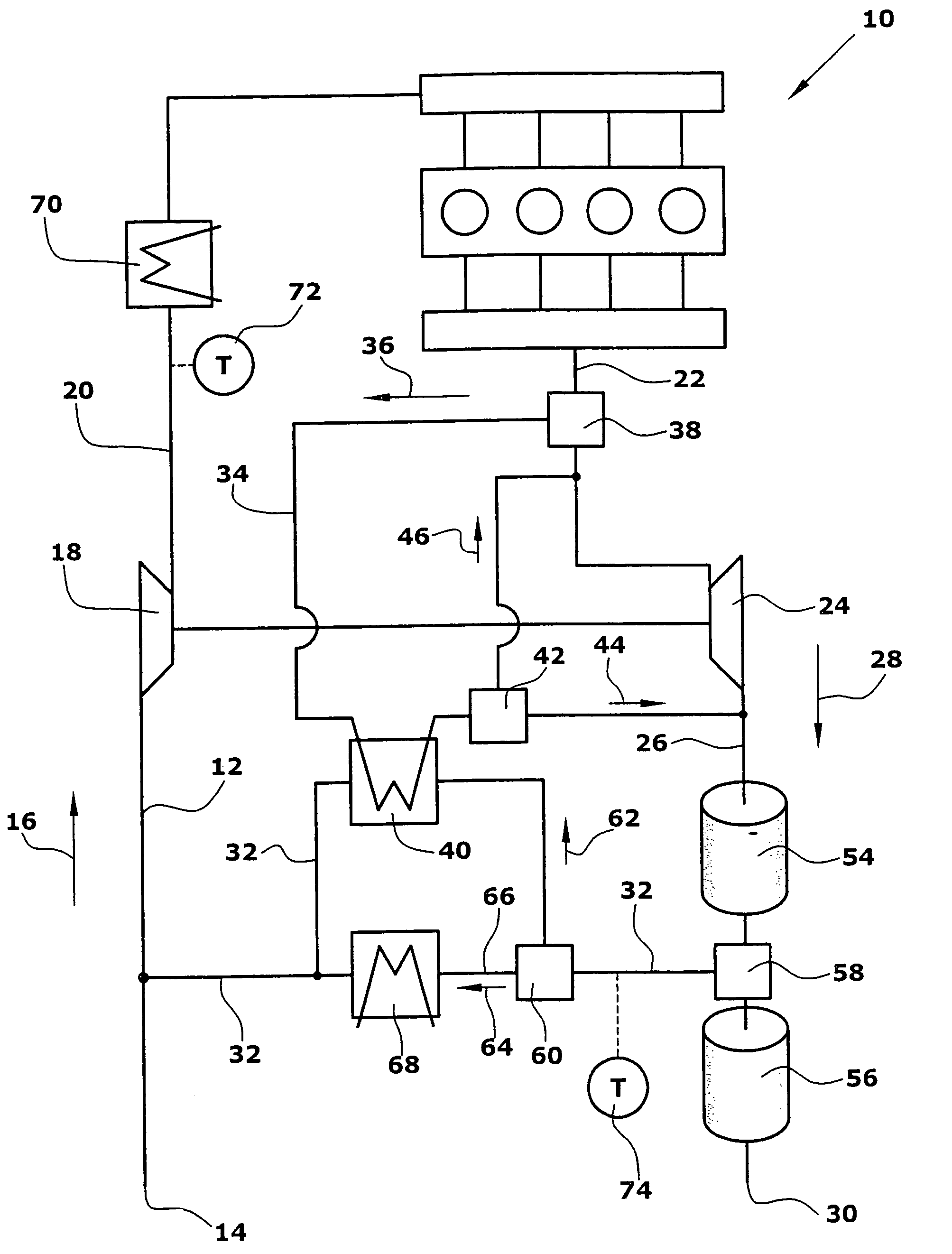 Exhaust-gas return system for an internal-combustion machine and method of returning exhaust gas