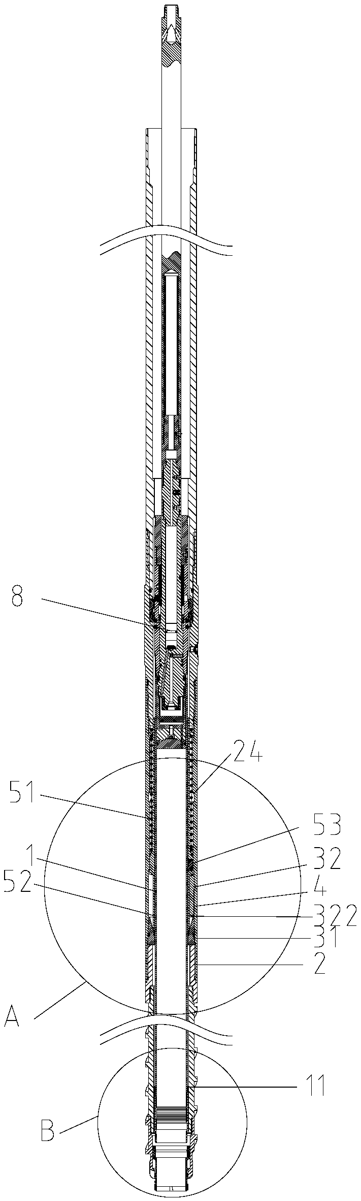 Core barrel sealing structure capable of increasing sealing specific pressure