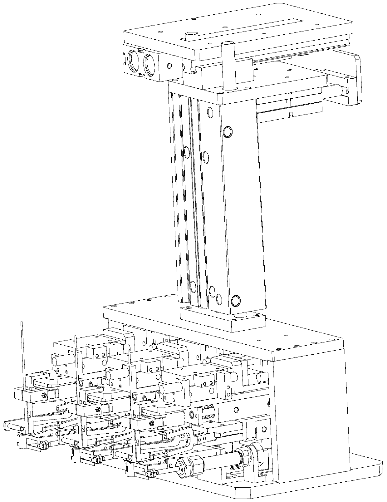 A multi-plant synchronous vegetable seedling grafting device