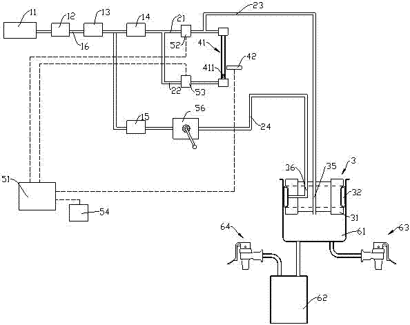 Water dispenser used water system leak detection device and method