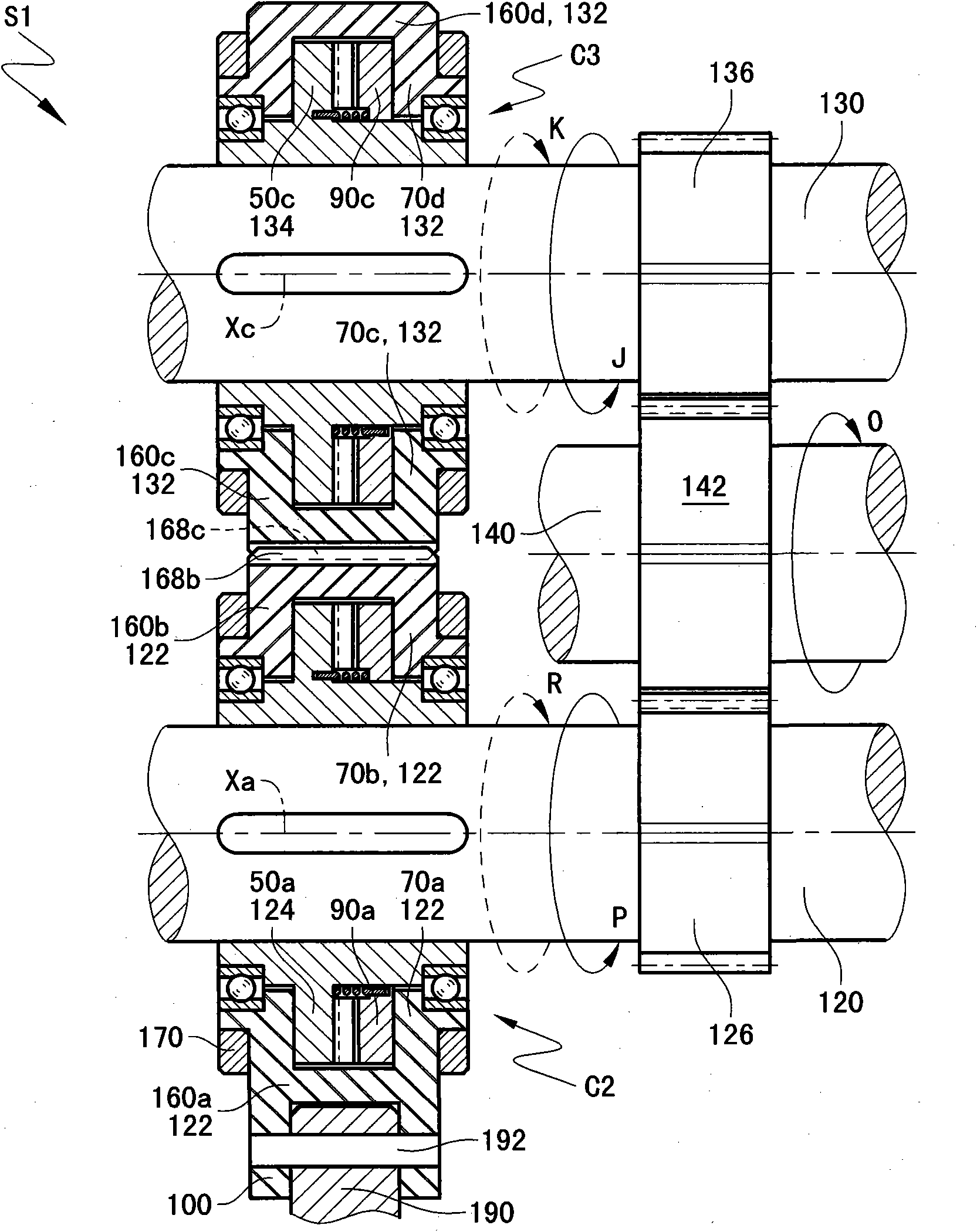 One-way transmission mechanism with double-action continuous output