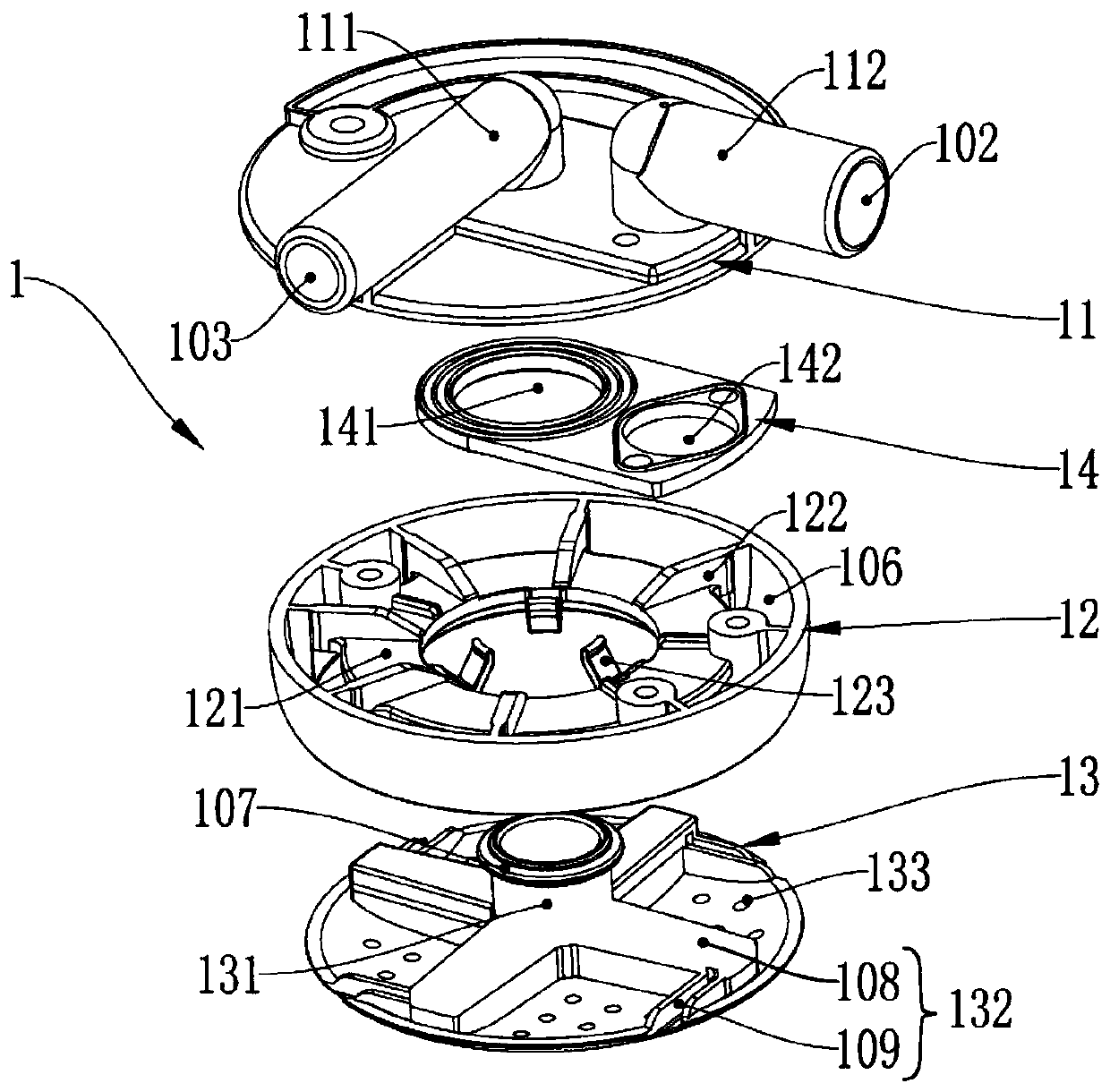 Water and gas dual-use top spraying device and dishwasher with same