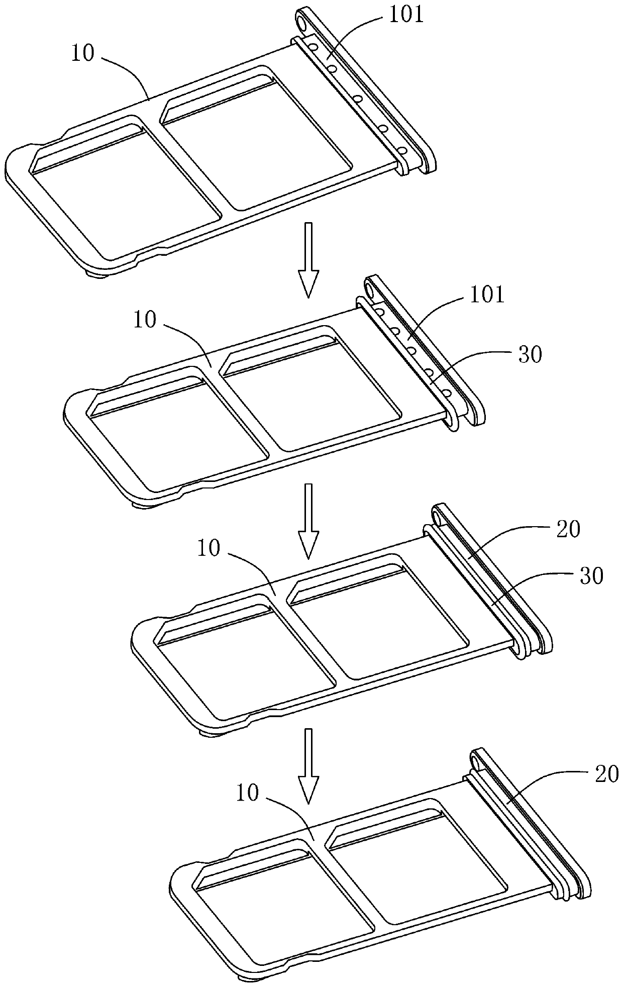 Forming manufacturing method for waterproof silica gel sealing ring of metal card tray