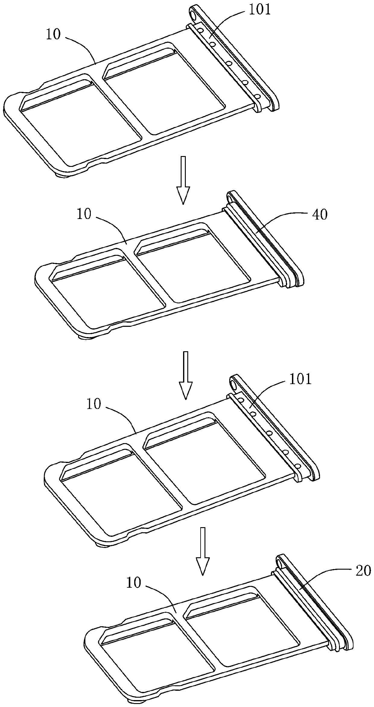 Forming manufacturing method for waterproof silica gel sealing ring of metal card tray