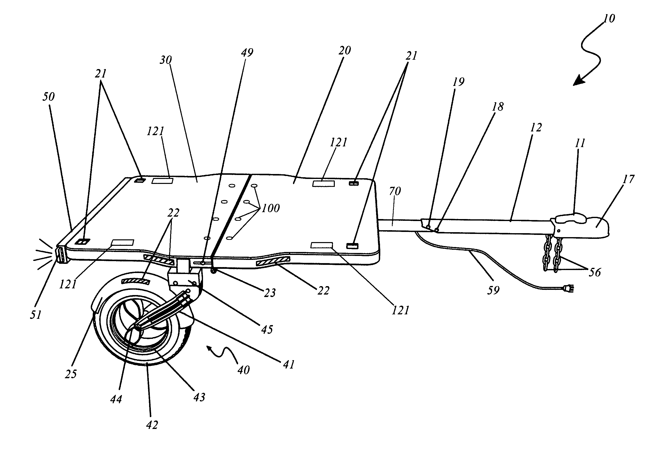 Portable and adjustable trailer assembly and method of use thereof