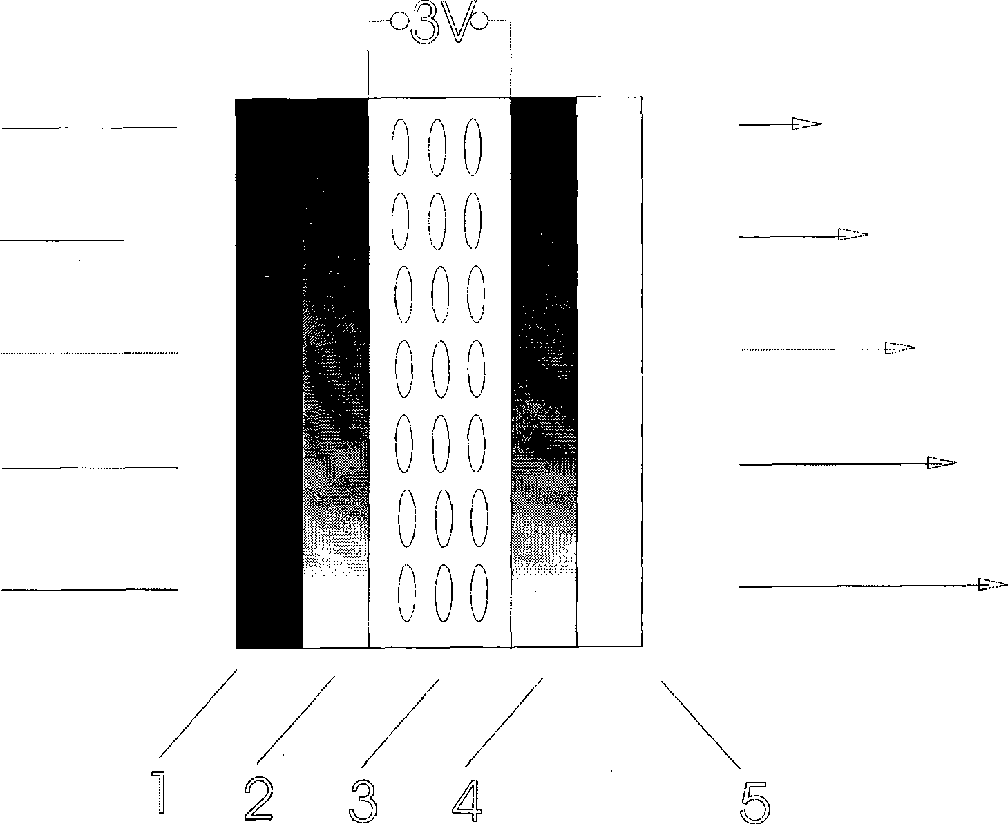Gradual change photochromic and electrochromic polarized spectacle lens and production method thereof