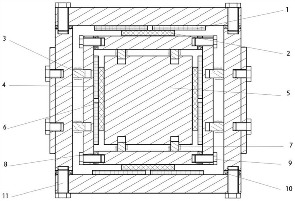 A frictional energy recovery shock absorber with inner and outer double-layer shock-absorbing structures