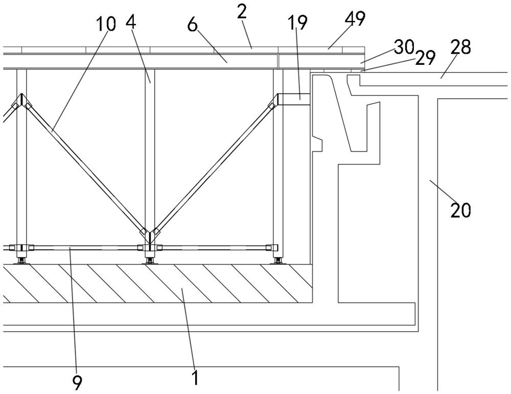 Turnable lightweight steel structure and precast concrete slab structure system and construction method thereof