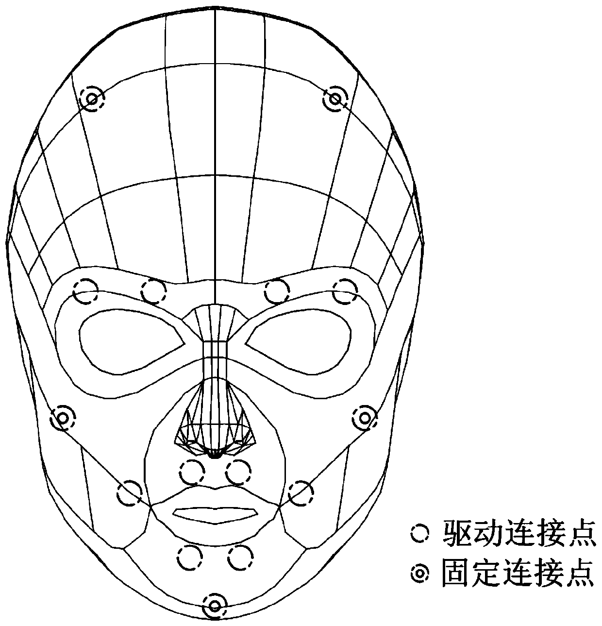 Soft face skin and connection method of robot head shell and soft face skin