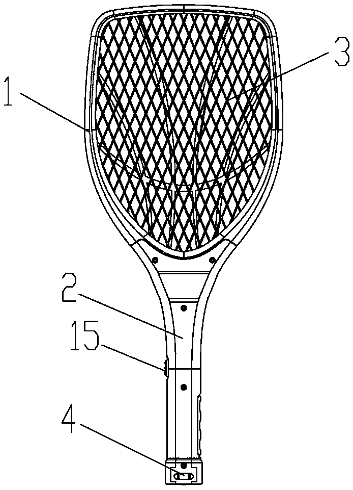 An electric mosquito swatter with a plug and a control switch