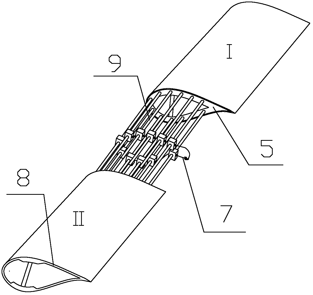 Subsection blade of wind turbine and assembling method thereof