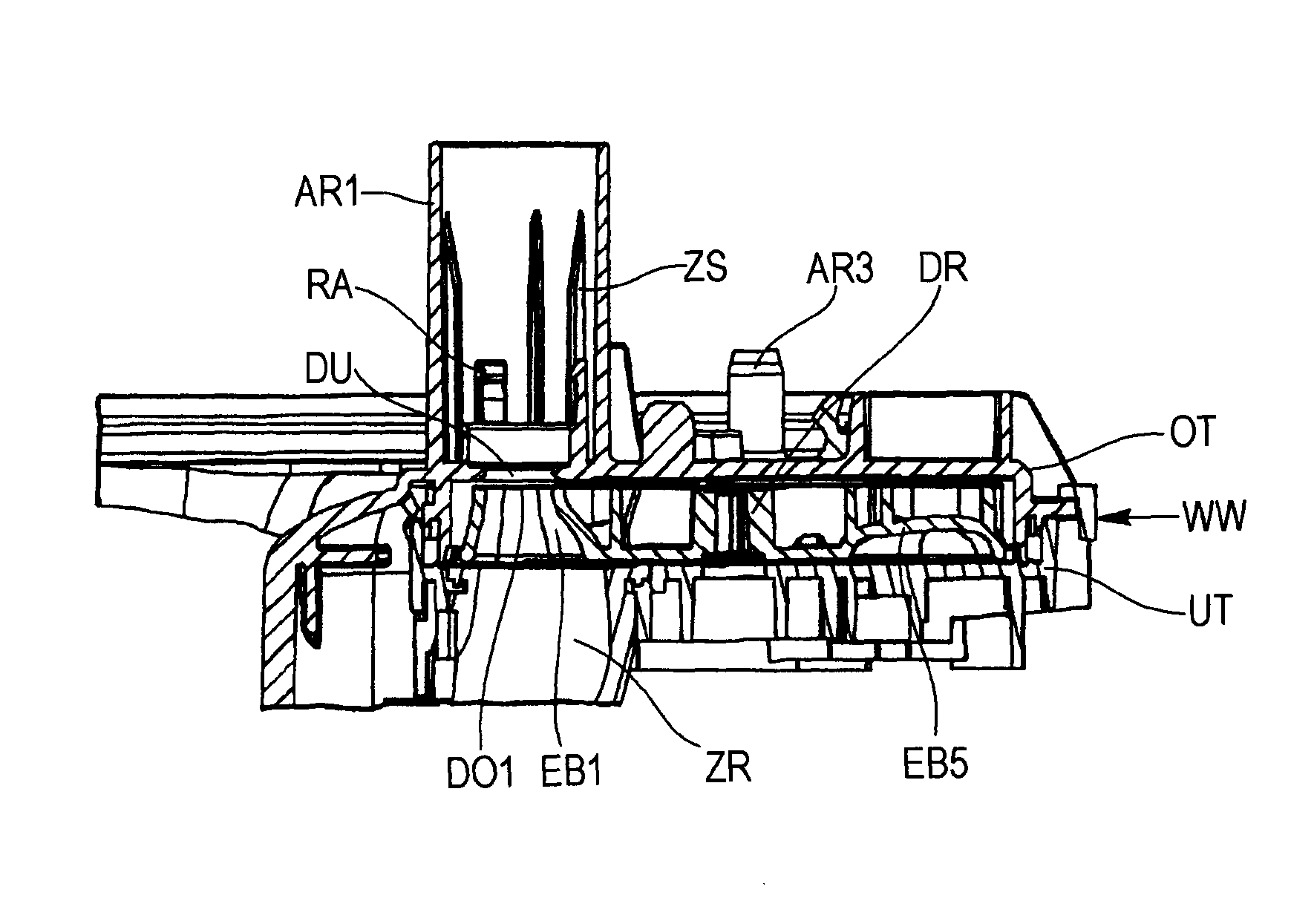 Water-carrying domestic appliance having a water-distribution mechanism