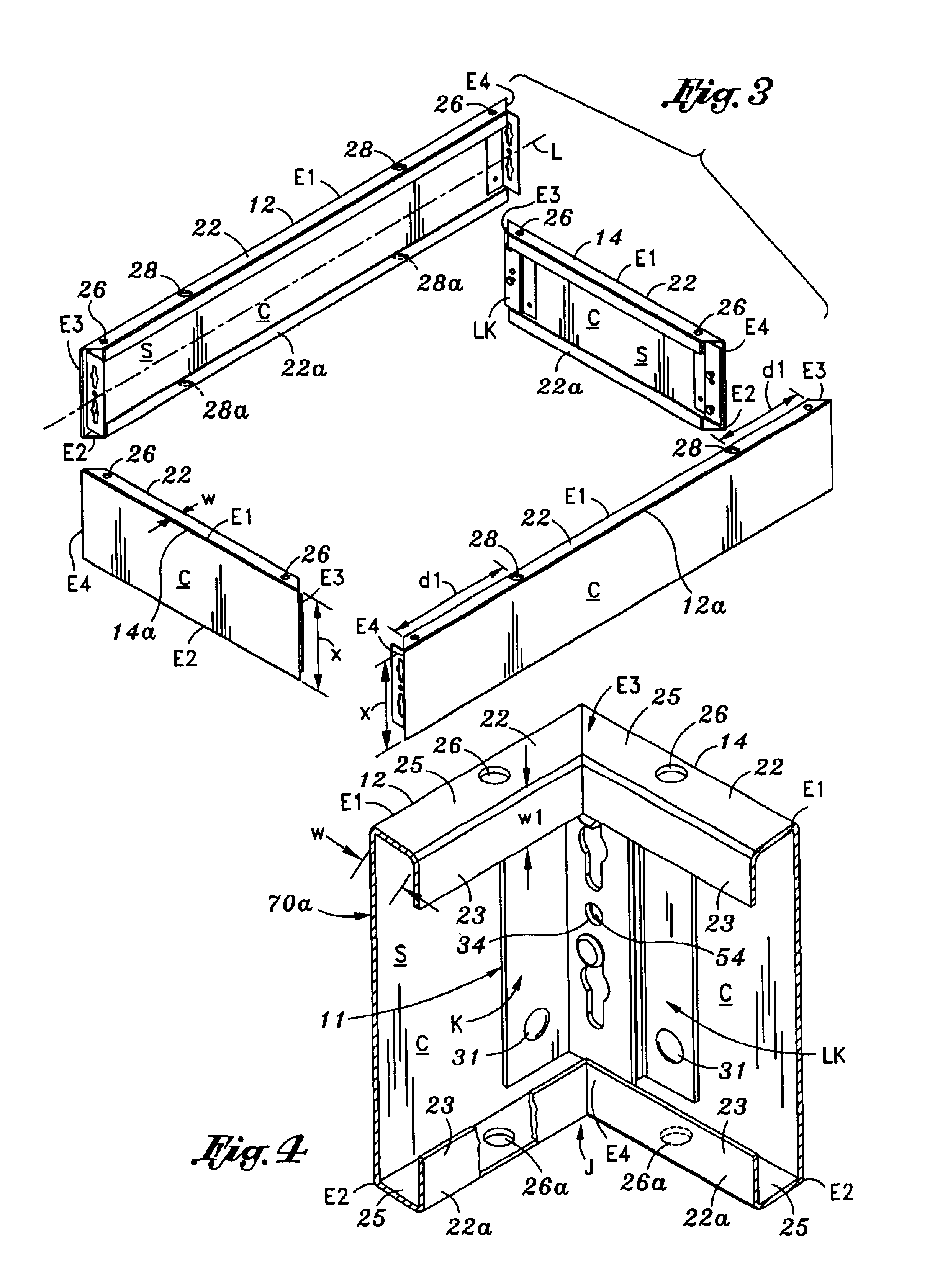 Easy to assemble bed base, two-component connector and kit