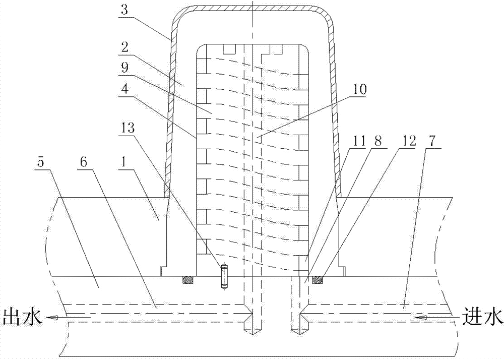 Spiral-type cooling water channel mold structure