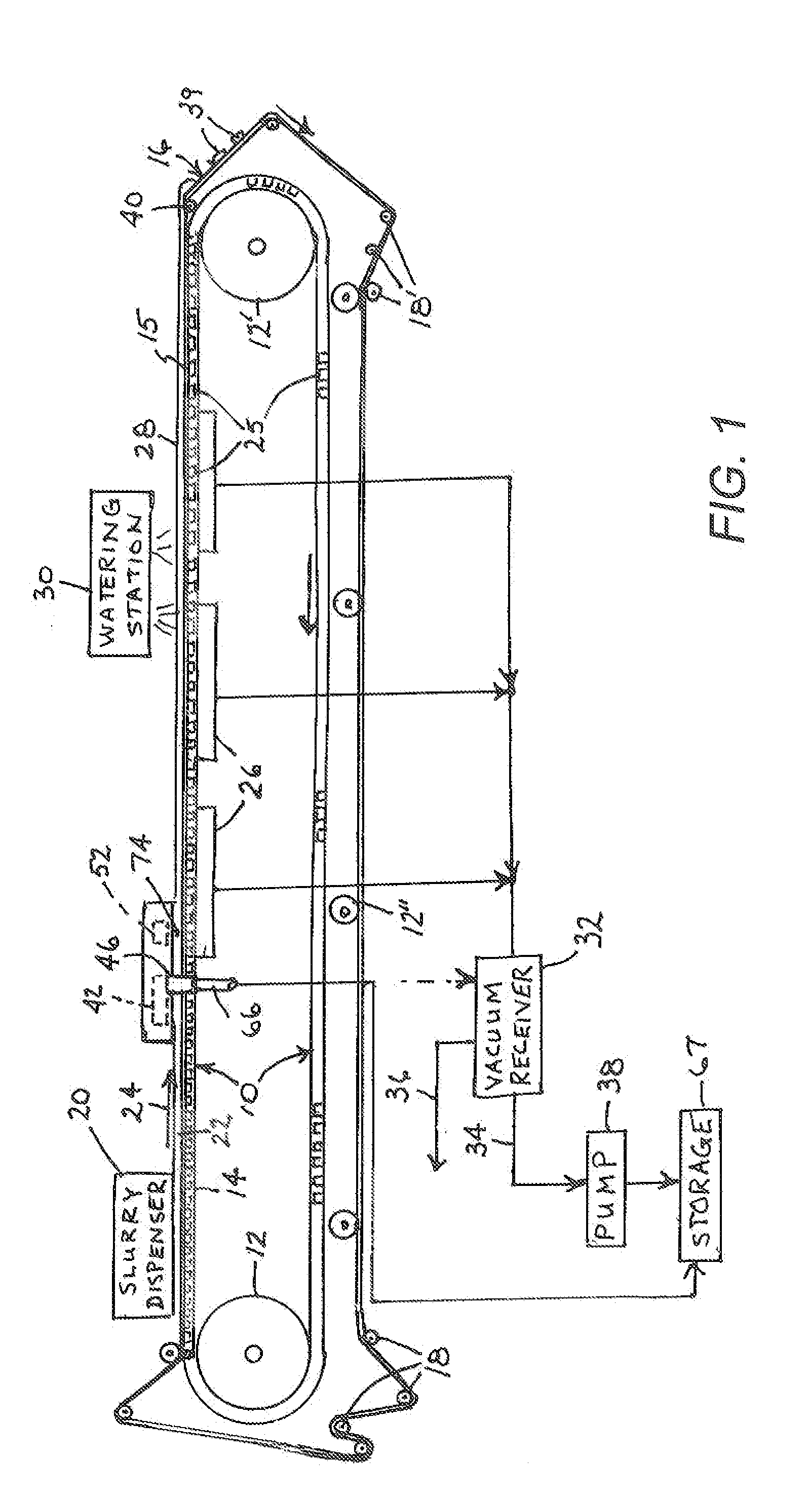 Horizontal belt vacuum filter with overhead fluid removal