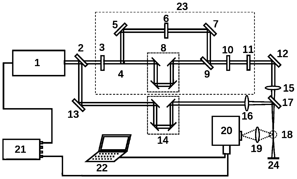 Femtosecond laser pump detecting optical system for measuring dynamic process of soot particles and method thereof