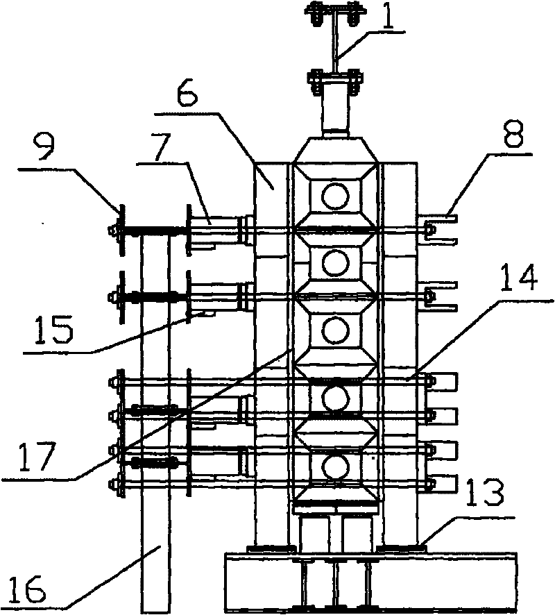 Self-balancing type true three-dimensional loading model testing bench frame with sliding wall