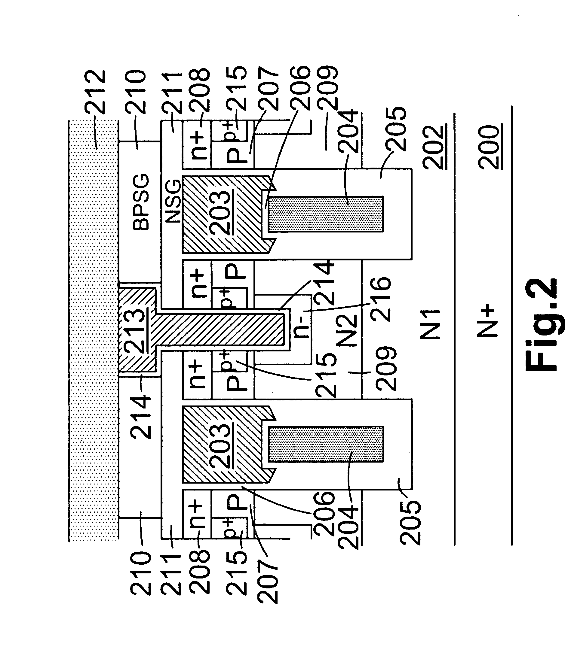 Trench mosfet with integrated schottky rectifier in same cell