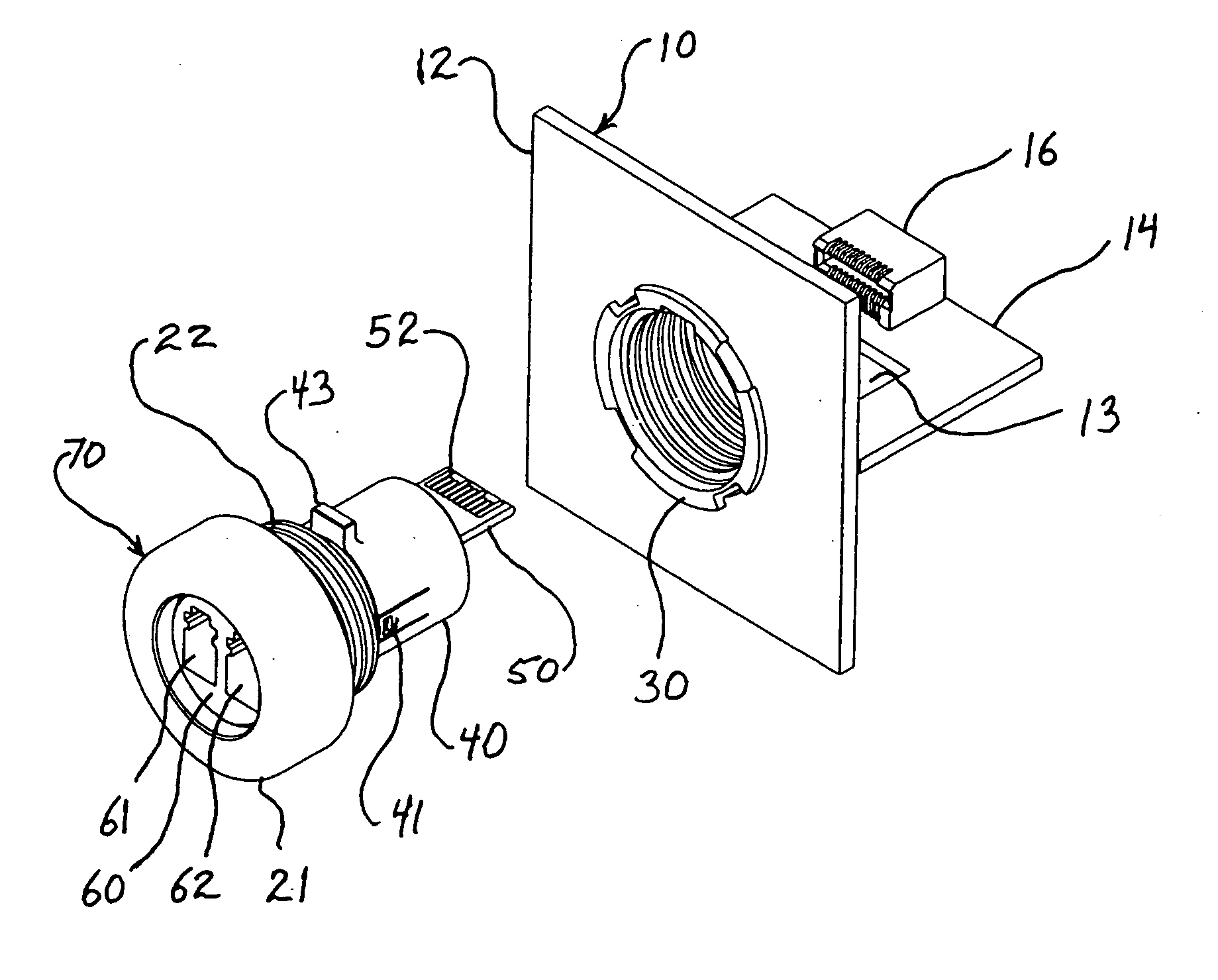 Optoelectronic device in combination with a push-in cage