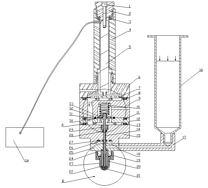 Piezoelectric-hydraulic control type dispensing device