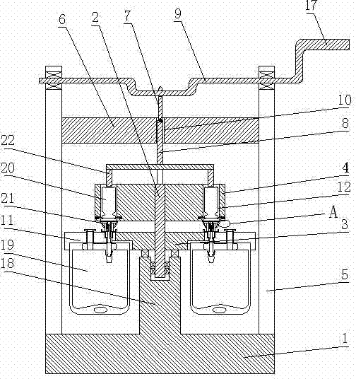 An instrument for vertically assembling multiple mixers and vials