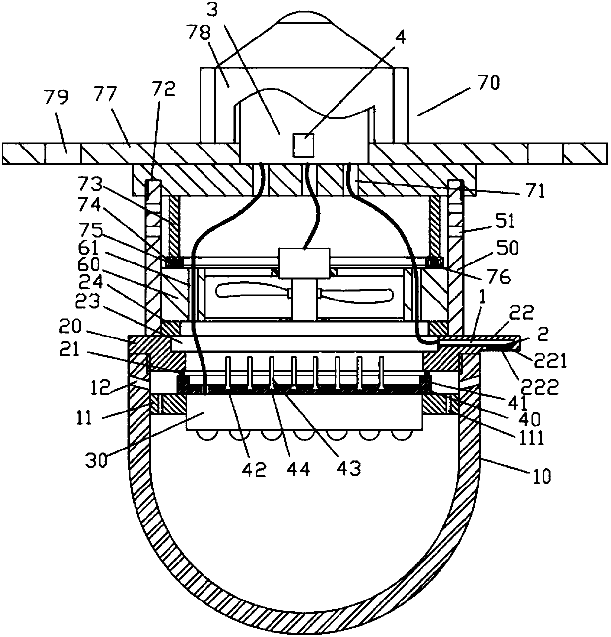 Low-energy acoustooptic controlled LED lamp device