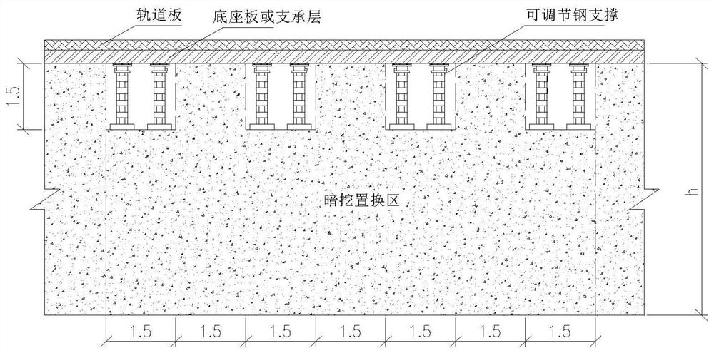 Subgrade structure, method and application for deep replacement subgrade of buried pile row subgrade