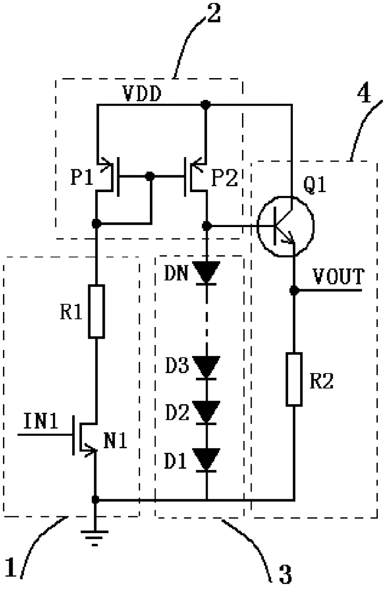 Circuit converting high-voltage power supply into low-voltage power supply for enabling zero switching current of chip