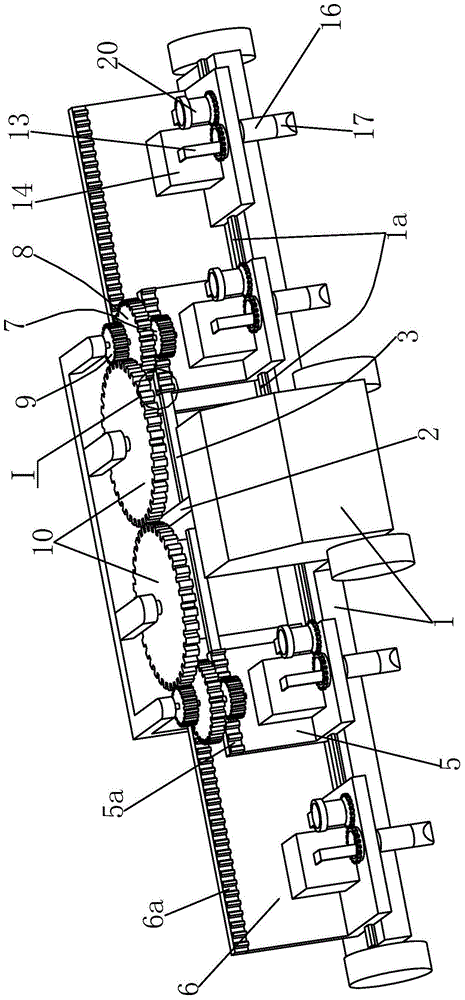 A marking vehicle for three-lane roads