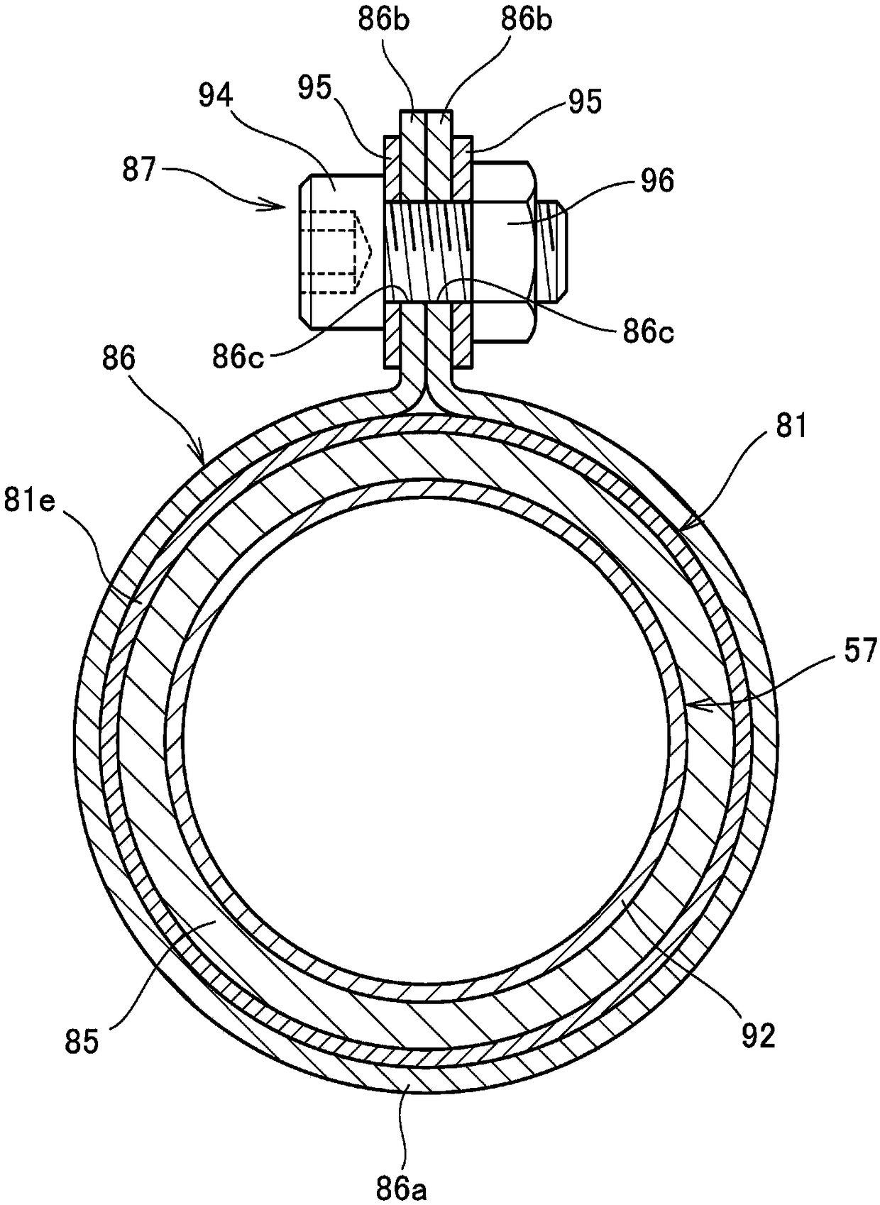 A catalytic converter support structure for an exhaust pipe