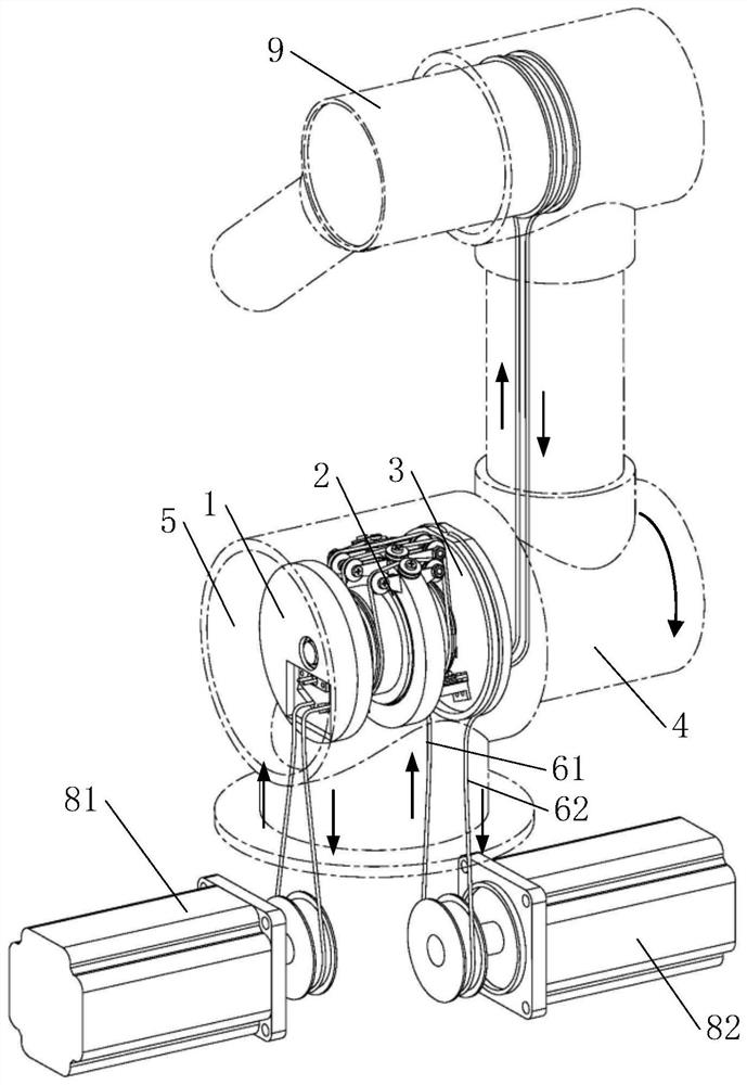 Frictionless rope-driven passive decoupling mechanism and method for decoupling and reducing friction