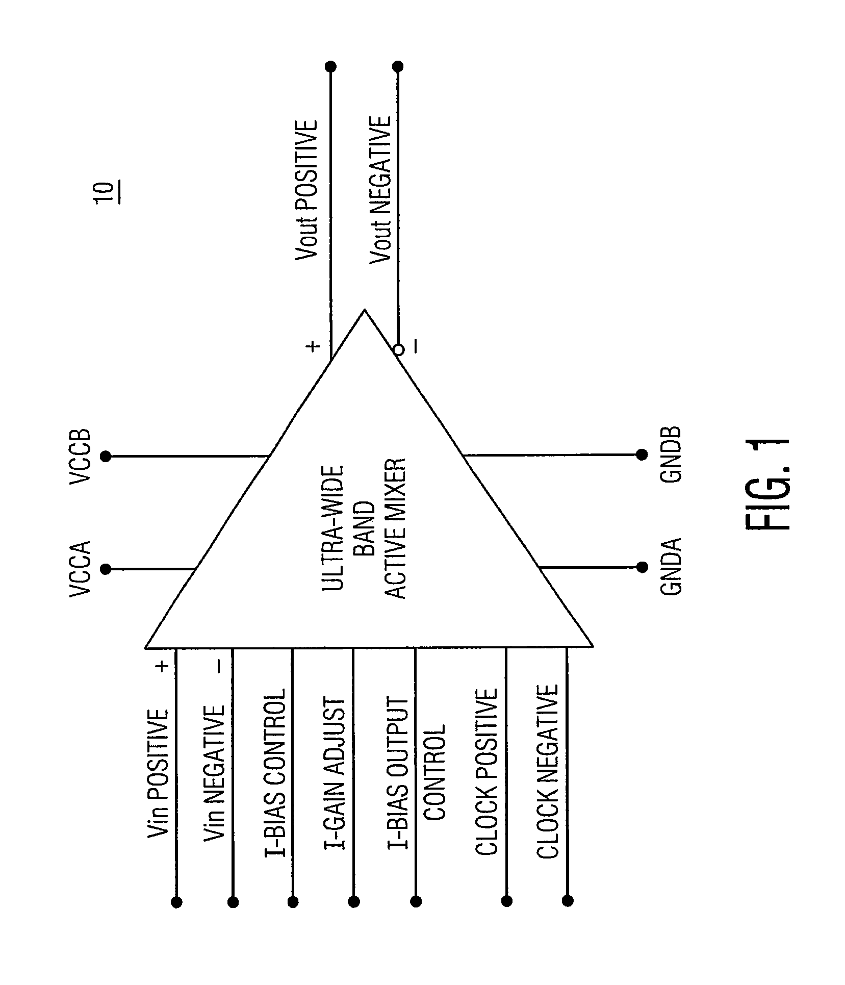 Ultra wide band, differential input/output, high frequency active mixer in an integrated circuit