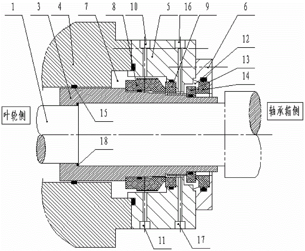 Mechanical seal device for high-temperature and high-pressure forced hot water circulating pump