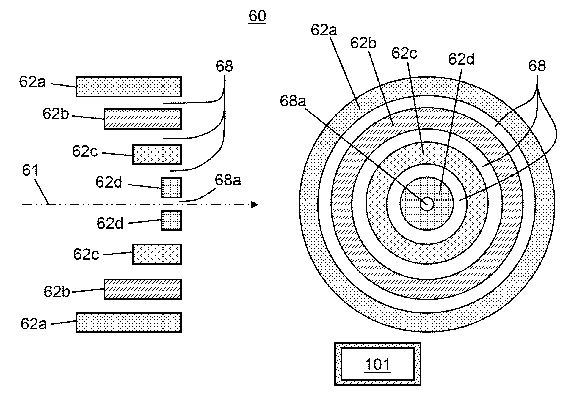 Radio frequency device to separate ions from gas stream and method thereof