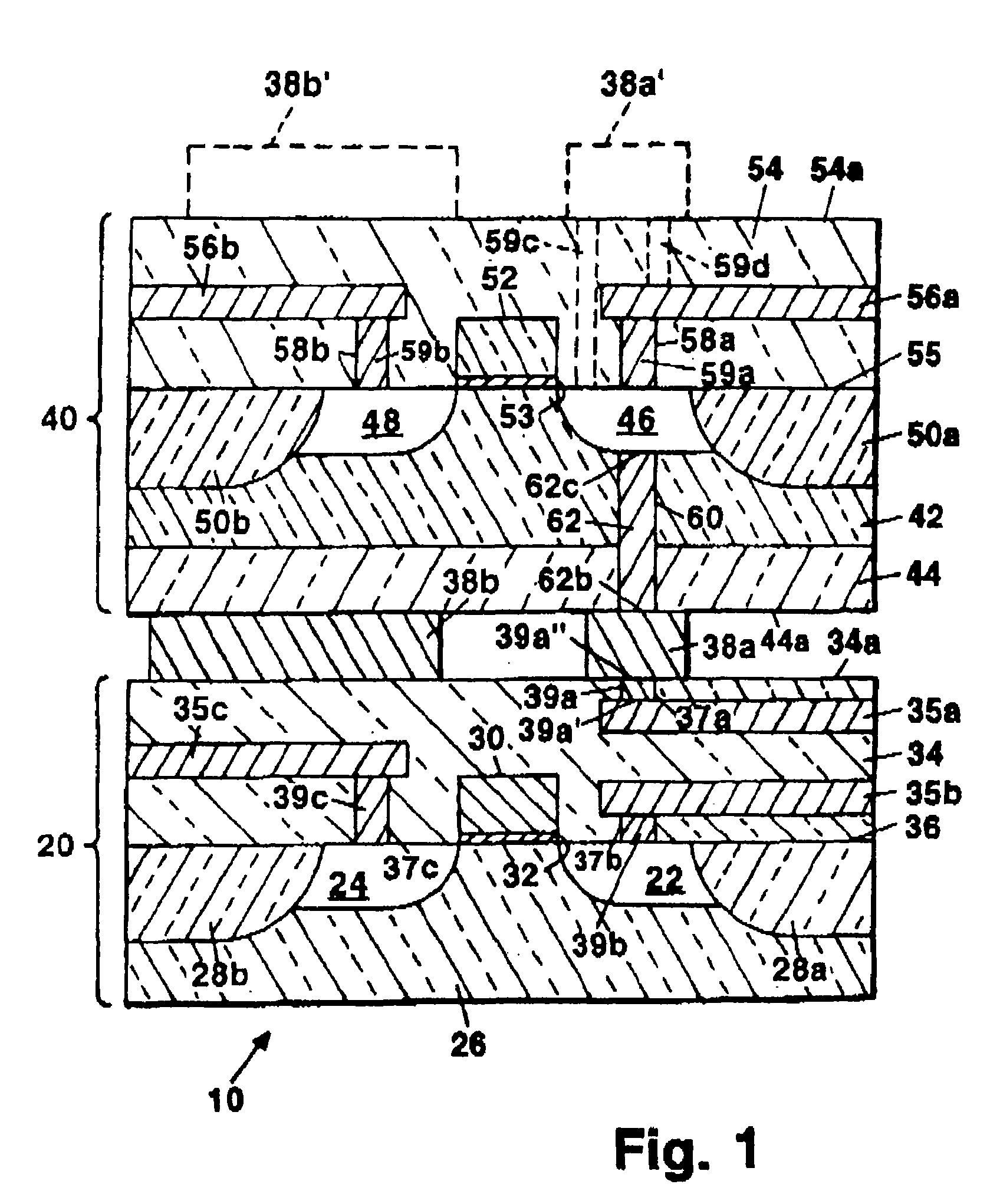 Multi-layer integrated semiconductor structure having an electrical shielding portion