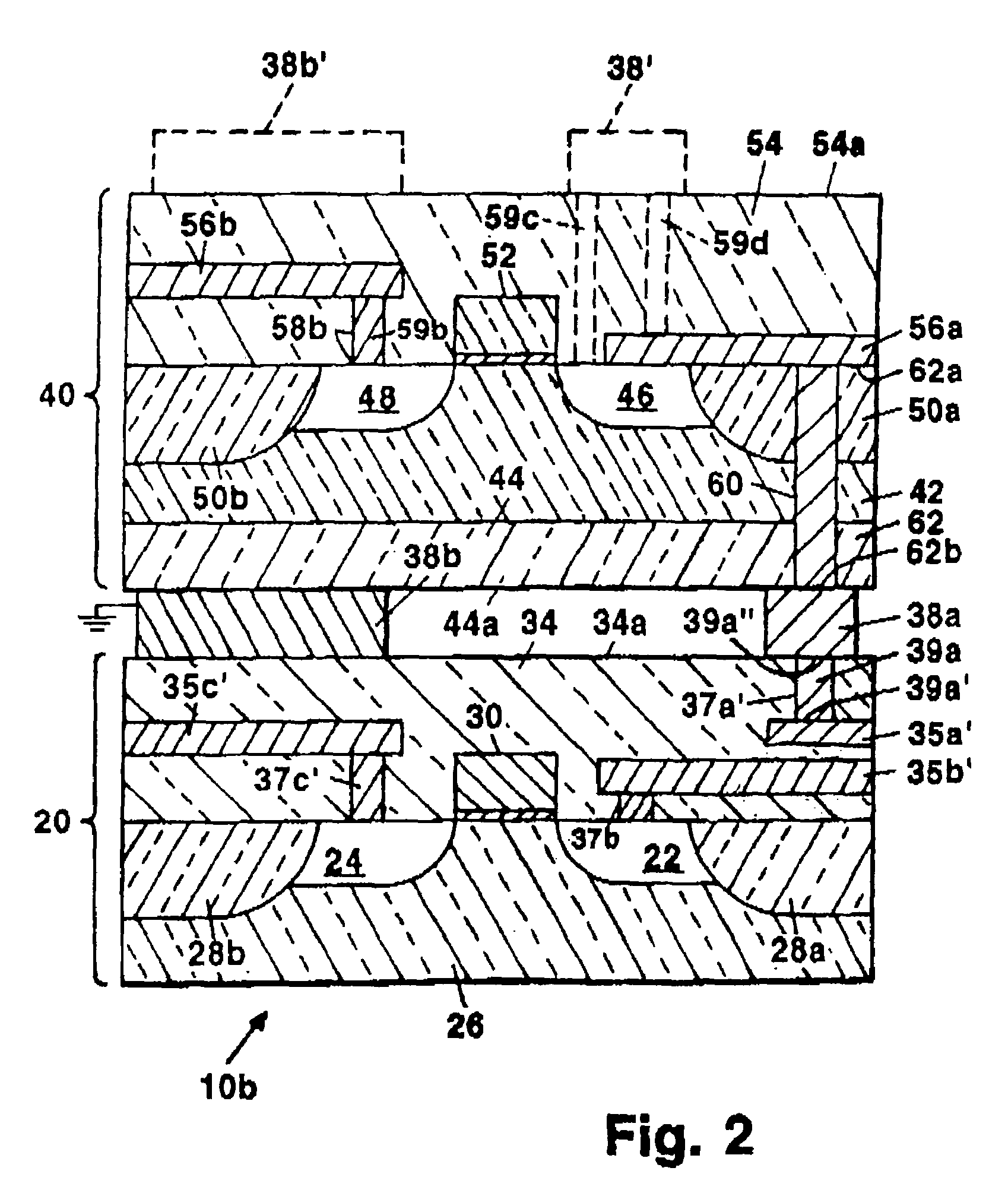 Multi-layer integrated semiconductor structure having an electrical shielding portion