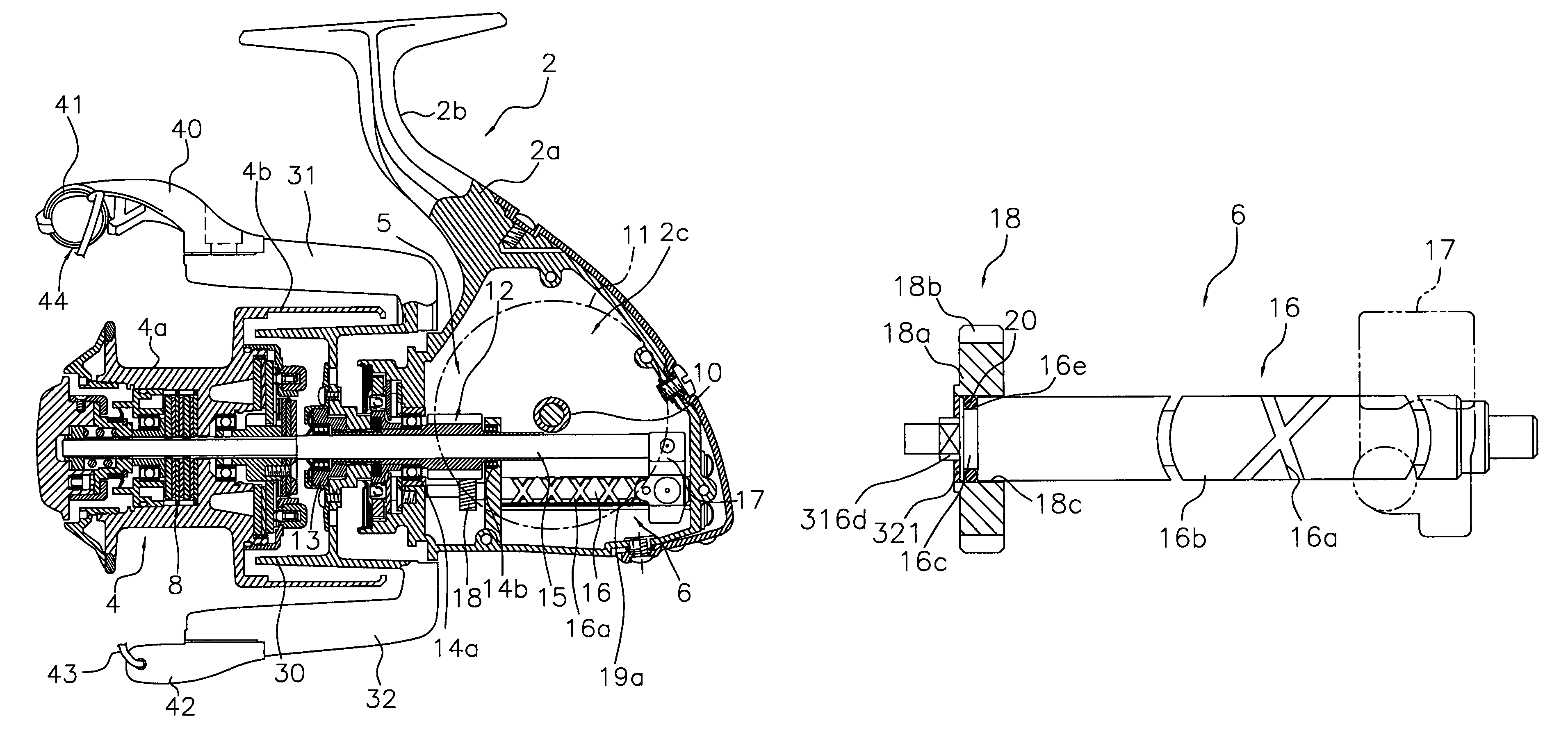 Gear mounting structure for fishing reel