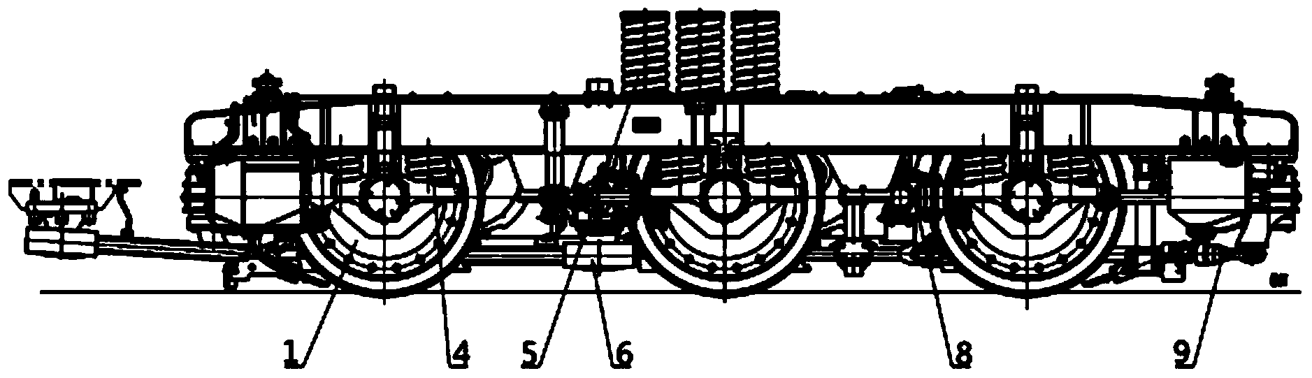 Locomotive three-axis radial bogie