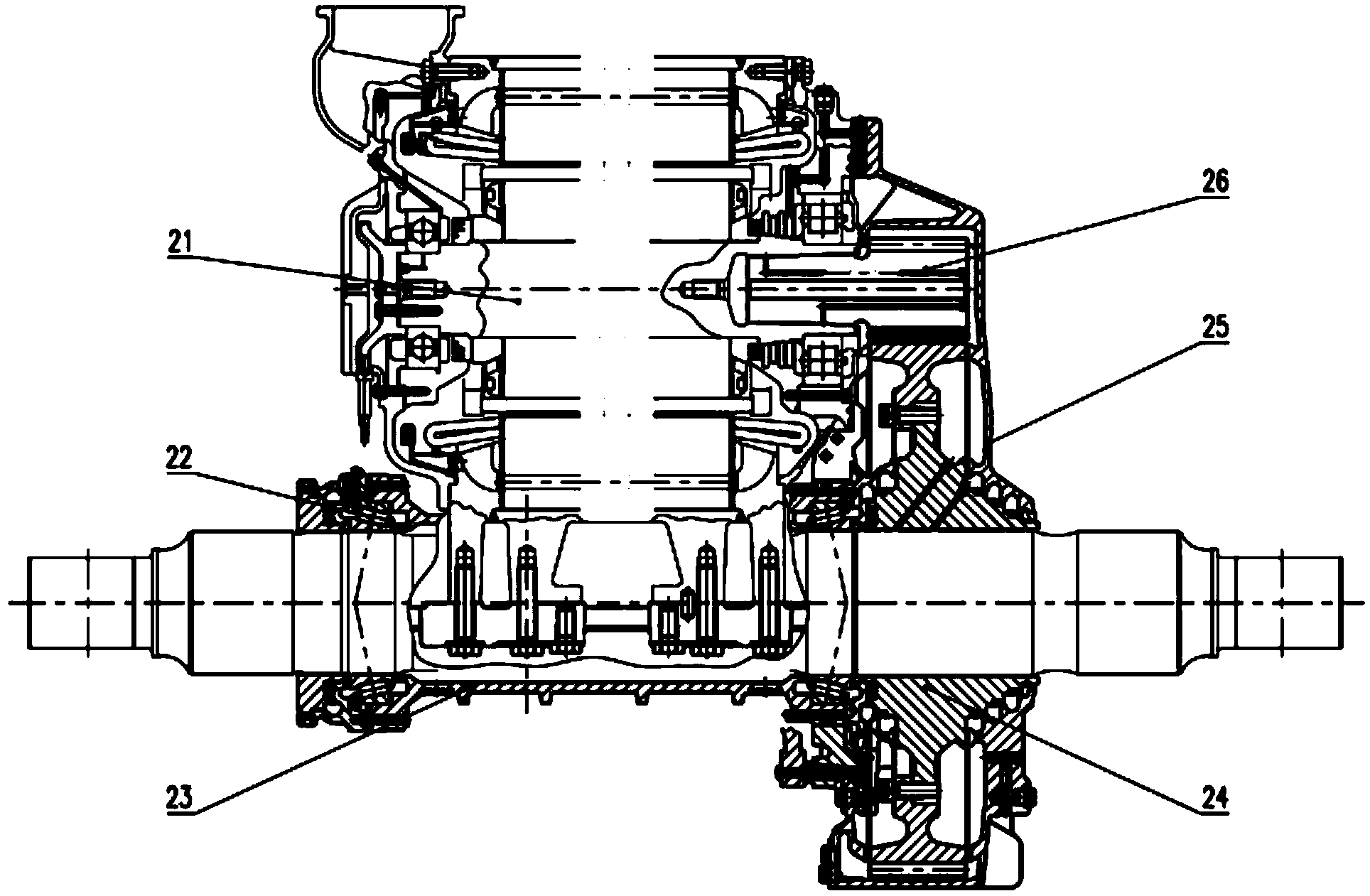 Locomotive three-axis radial bogie