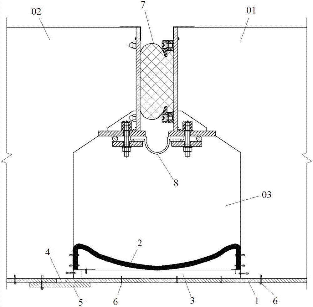 Tube section joint fire-protection structure for immersed tube tunnel and construction method