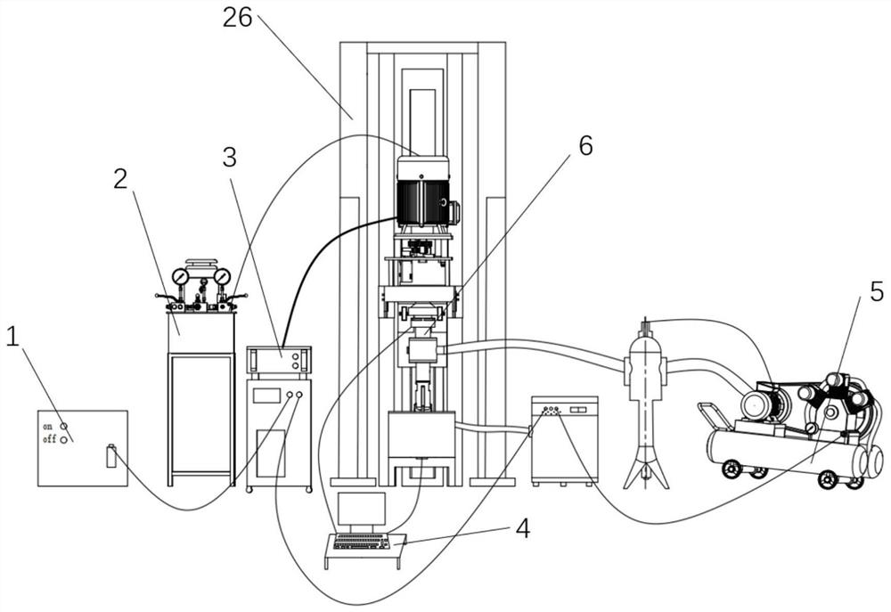 Laser-assisted mechanical rock breaking test device