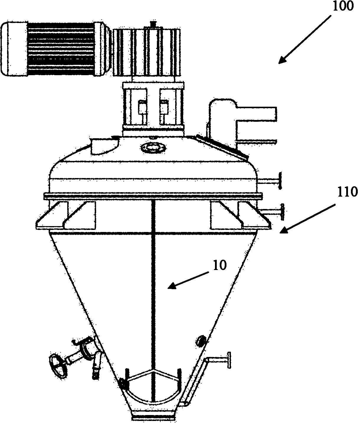 Anchor agitator and a single-cone dryer with same