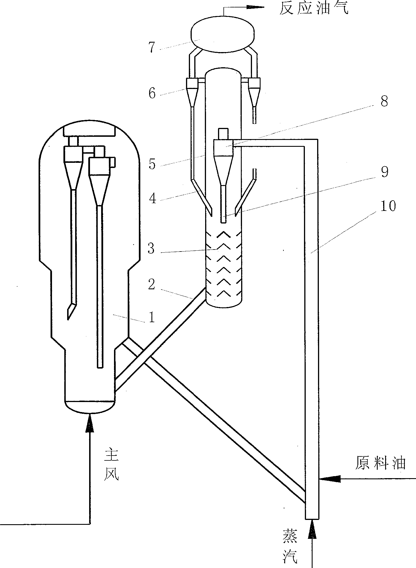 Catalytic cracker of coarse cyclone internal tubular settler