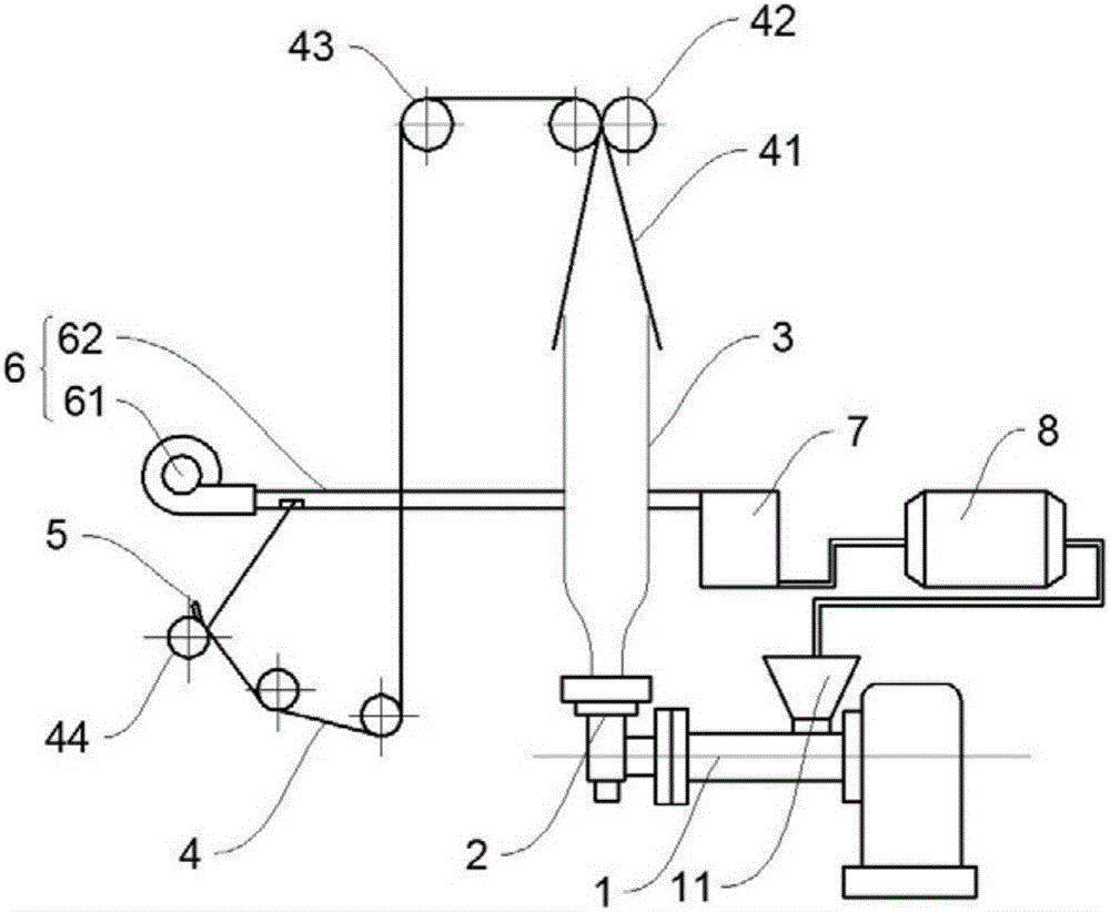 Film blowing machine with leftover material recycling device