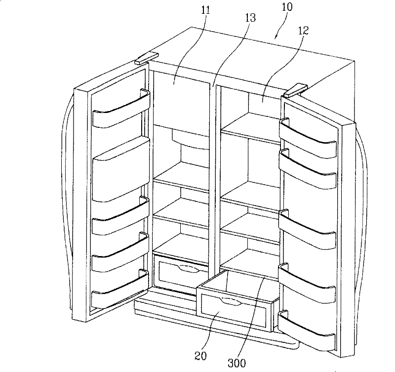 Refrigerated air supply apparatus for drawer type cold storage container of refrigerator