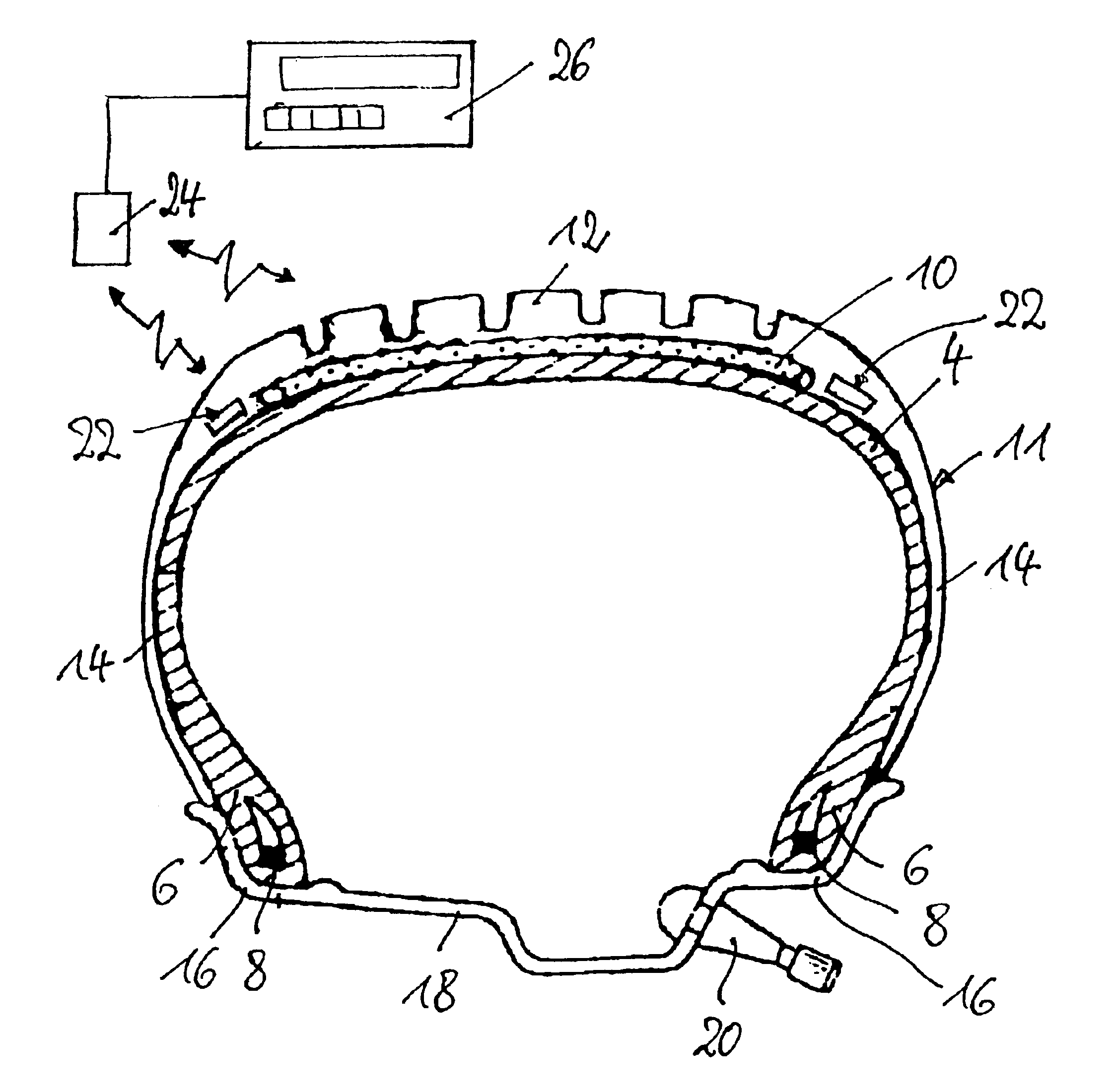 Method and system for measuring temperature and monitoring vehicle tire operation, and vehicle tire and method for introducing a temperature sensor into a vehicle tire